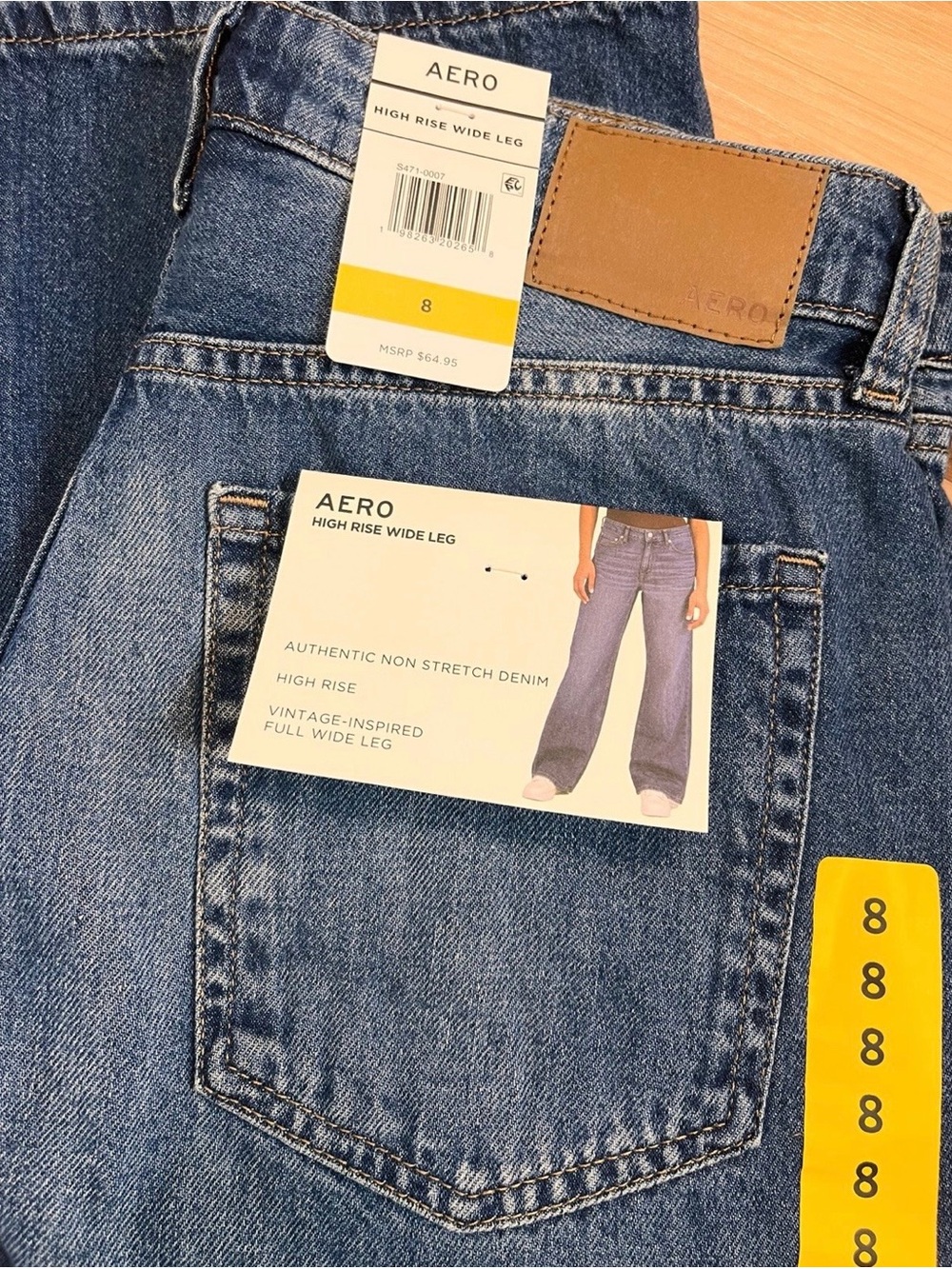 $65 New Aeropostale Aero Womens Size 8 High Rise Wide Leg Jeans Dark Wash NWT